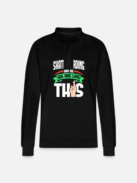 Skateboarding Me Are Like - Stanley/Stella Organic Unisex Long-Sleeved Polo Shirt Prepster - black