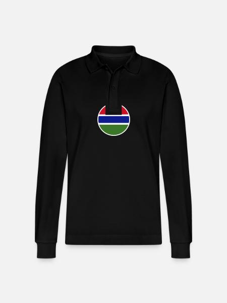 Gambia Gambian Flag Gambier - Stanley/Stella Prepster økologisk unisex langærmet poloshirt - sort