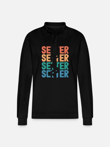 Volleyball Setter Silhouette Art - Stanley/Stella Organic Unisex Long-Sleeved Polo Shirt Prepster - black