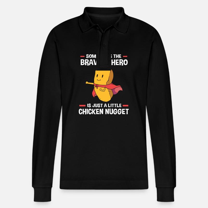 Chicken Nuggets - Stanley/Stella Unisex Bio-Langarm-Poloshirt Prepster - Schwarz