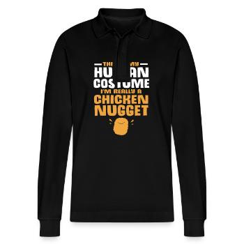 Chicken Nuggets - Stanley/Stella Unisex Bio-Langarm-Poloshirt Prepster - Schwarz - Vorne - Anna (173cm) & Nico (186cm)