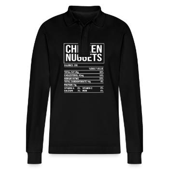 Chicken Nuggets - Stanley/Stella Organic Unisex Long-Sleeved Polo Shirt Prepster - black - Front - Anna (173cm) & Nico (186cm)