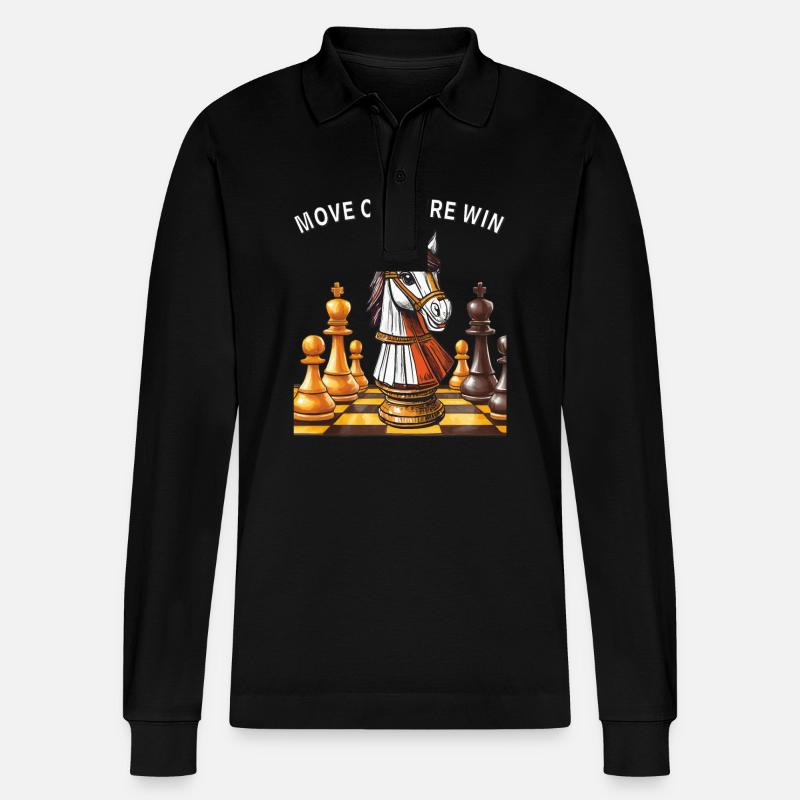 SCHACH MOVE CAPTURE WIN - Stanley/Stella Unisex Bio-Langarm-Poloshirt Prepster - Schwarz