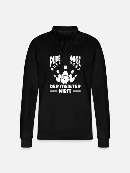 Attention bowling, the master throws - Stanley/Stella Organic Unisex Long-Sleeved Polo Shirt Prepster - black