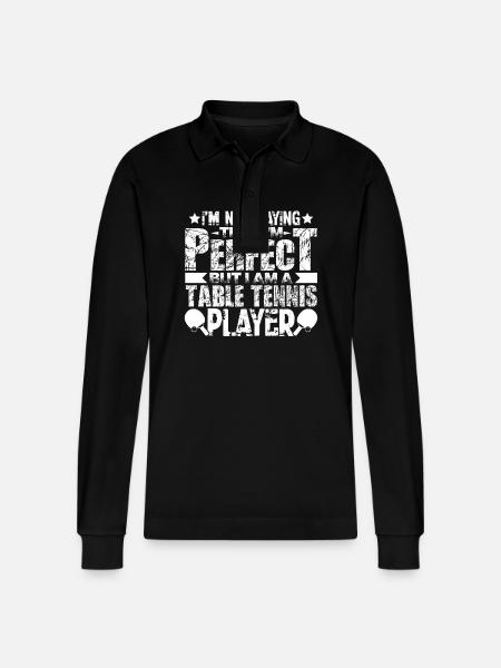 Table Tennis I am A - Stanley/Stella Organic Unisex Long-Sleeved Polo Shirt Prepster - black