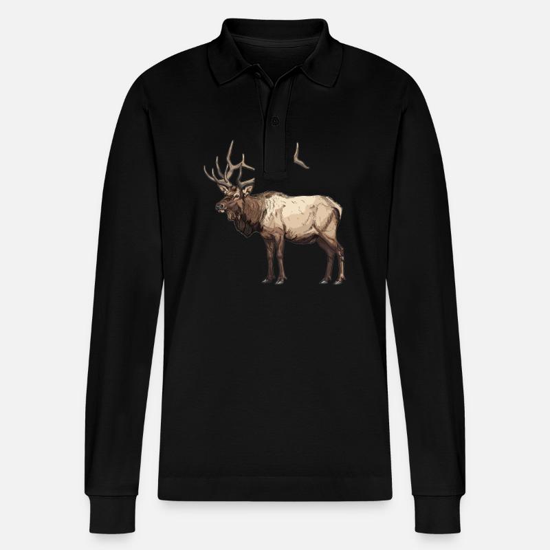 Elche Elch - Stanley/Stella Unisex Bio-Langarm-Poloshirt Prepster - Schwarz