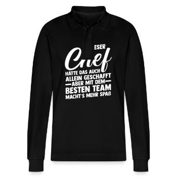 Teamleiter Chef Abschied - Stanley/Stella Unisex Bio-Langarm-Poloshirt Prepster - Schwarz - Vorne - Anna (173cm) & Nico (186cm)