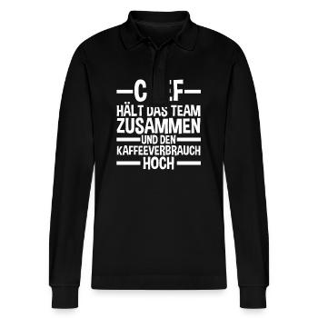 Teamleiter Chef Abschied - Stanley/Stella Unisex Bio-Langarm-Poloshirt Prepster - Schwarz - Vorne - Anna (173cm) & Nico (186cm)