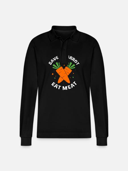 Carrot Vegetables - Stanley/Stella Organic Unisex Long-Sleeved Polo Shirt Prepster - black