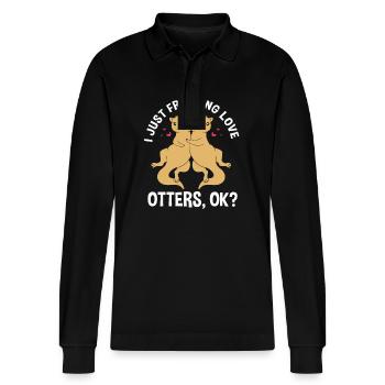 Otter - Stanley/Stella Unisex Bio-Langarm-Poloshirt Prepster - Schwarz - Vorne - Anna (173cm) & Nico (186cm)