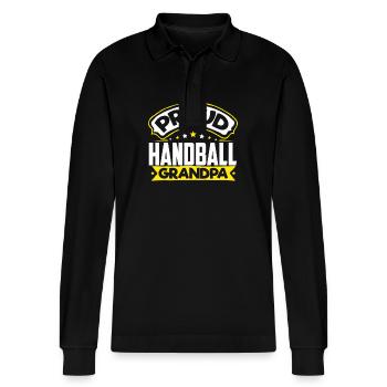 Sports Papy Handball Papi - Polo à manches longues bio PREPSTER Stanley/Stella Unisexe - noir - Devant - Anna (173cm) & Nico (186cm)