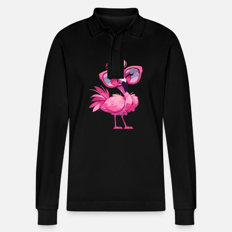 Flamingos Flamingo - Stanley/Stella Unisex Bio-Langarm-Poloshirt Prepster - Schwarz