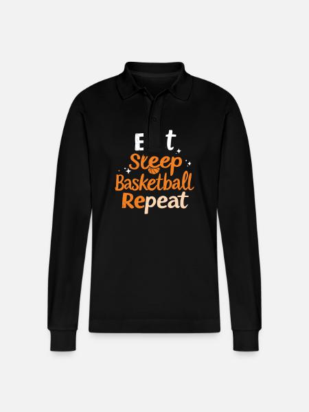 Spis Søvn Basketball Gentag Basketball - Stanley/Stella Prepster økologisk unisex langærmet poloshirt - sort