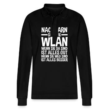 Neighborhood Best Neighbor - Stanley/Stella Organic Unisex Long-Sleeved Polo Shirt Prepster - black - Front - Anna (173cm) & Nico (186cm)