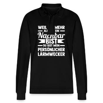 Quartier Meilleur voisin - Polo à manches longues bio PREPSTER Stanley/Stella Unisexe - noir - Devant - Anna (173cm) & Nico (186cm)