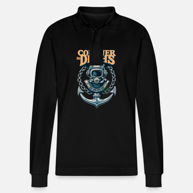Conquer The Dephs - Stanley/Stella Unisex Bio-Langarm-Poloshirt Prepster - Schwarz