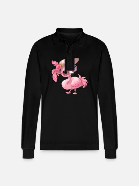 Flamingos Flamingo - Stanley/Stella Organic Unisex Long-Sleeved Polo Shirt Prepster - black