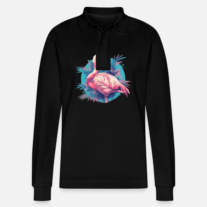 Flamingos Flamingo - Stanley/Stella Unisex Bio-Langarm-Poloshirt Prepster - Schwarz