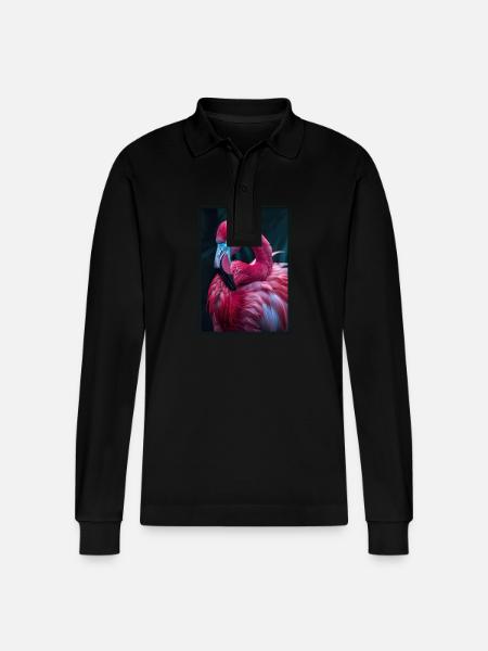 Flamingos Flamingo - Stanley/Stella Organic Unisex Long-Sleeved Polo Shirt Prepster - black