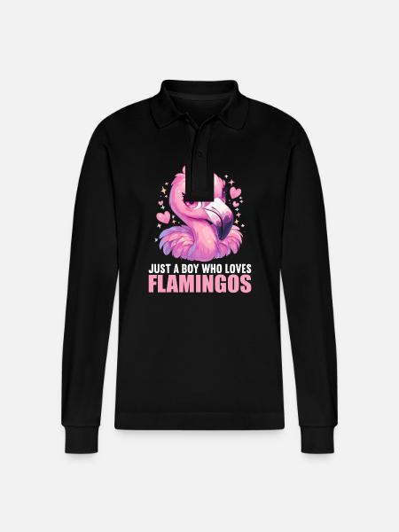 Flamingos Flamingo - Stanley/Stella Organic Unisex Long-Sleeved Polo Shirt Prepster - black