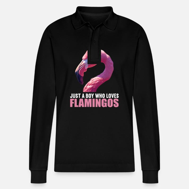 Flamingos Flamingo - Stanley/Stella Unisex Bio-Langarm-Poloshirt Prepster - Schwarz