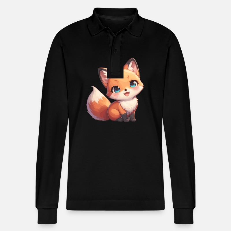 Foxes Fox - Stanley/Stella Organic Unisex Long-Sleeved Polo Shirt Prepster - black