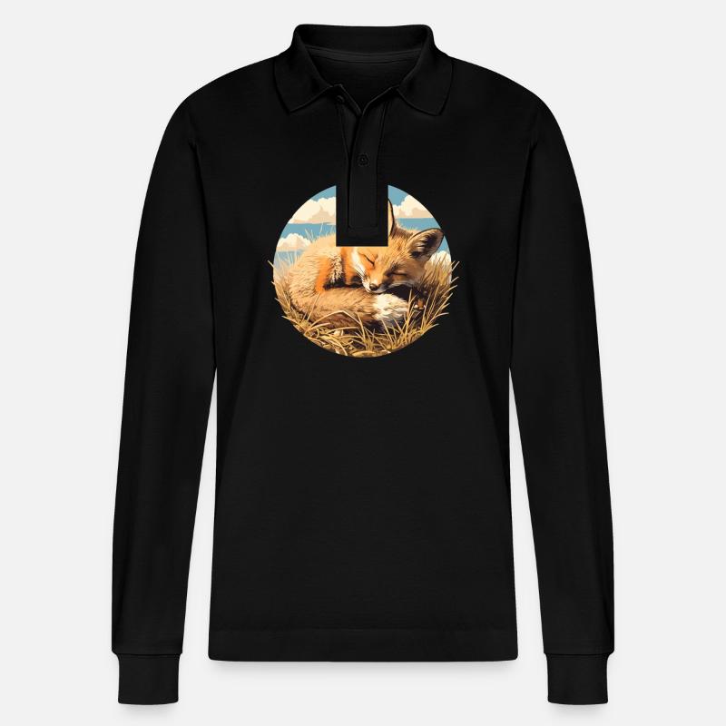 Foxes Fox - Stanley/Stella Organic Unisex Long-Sleeved Polo Shirt Prepster - black