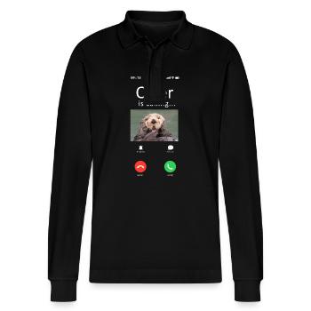 Otter Phone Display Otter Is - Stanley/Stella Organic Unisex Long-Sleeved Polo Shirt Prepster - black - Front - Anna (173cm) & Nico (186cm)