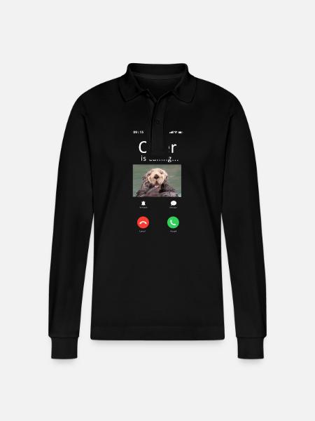 Otter Phone Display Otter Is - Stanley/Stella Organic Unisex Long-Sleeved Polo Shirt Prepster - black