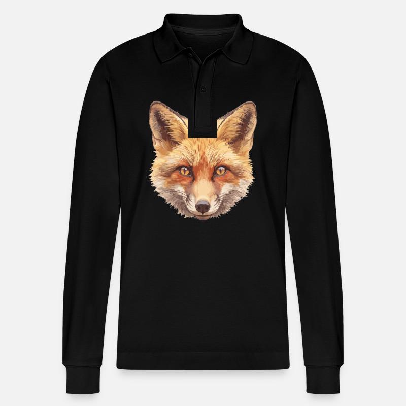 Foxes Fox - Stanley/Stella Organic Unisex Long-Sleeved Polo Shirt Prepster - black