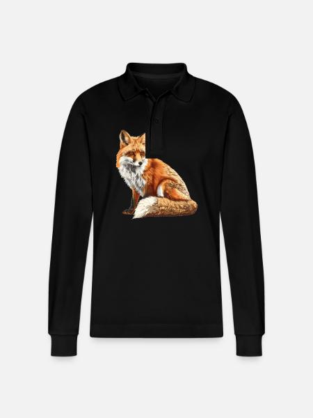 Foxes Fox - Stanley/Stella Organic Unisex Long-Sleeved Polo Shirt Prepster - black