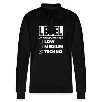 Level Der Großartigkeit Techno Lover Stil - Stanley/Stella Unisex Bio-Langarm-Poloshirt Prepster - Schwarz - Vorne - Anna (173cm) & Nico (186cm)