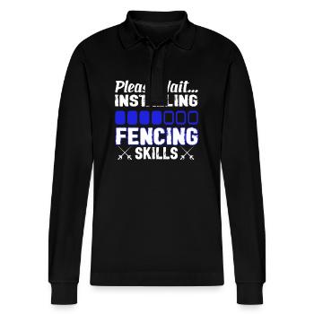 Installing Fencing Skills - Stanley/Stella Organic Unisex Long-Sleeved Polo Shirt Prepster - black - Front - Anna (173cm) & Nico (186cm)