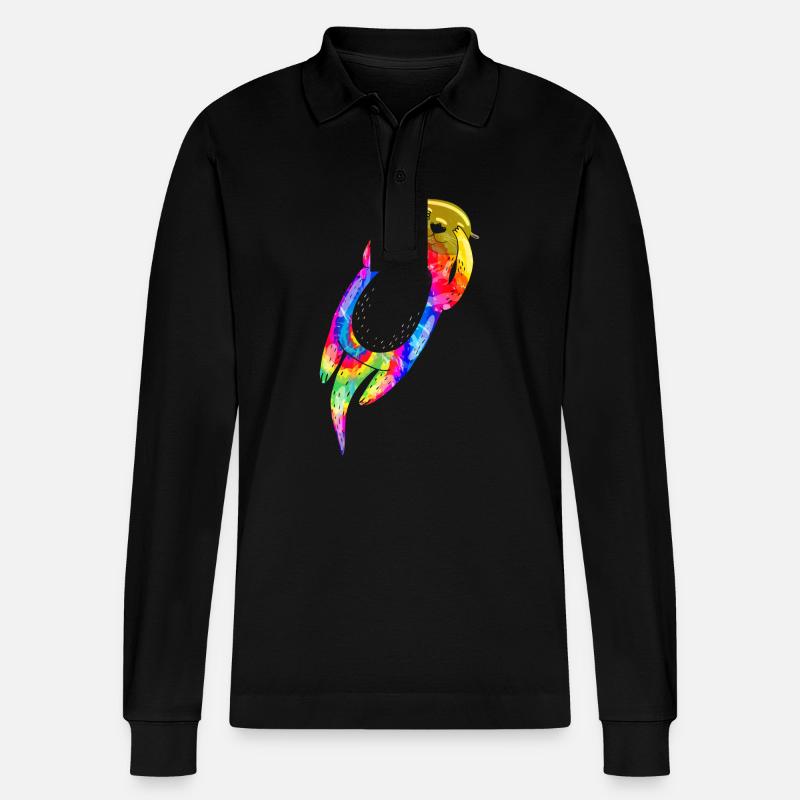 Loutre Tie Dye - Polo à manches longues bio PREPSTER Stanley/Stella Unisexe - noir
