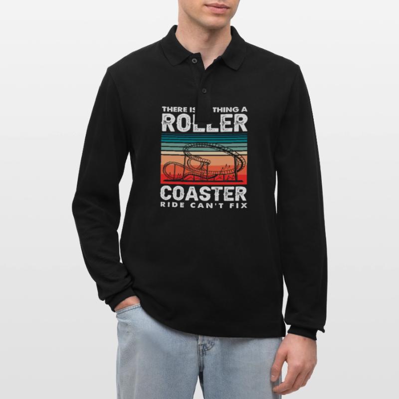 Roller coaster ride can cure everything Stanley/Stella Organic Unisex Long-Sleeved Polo Shirt Prepster