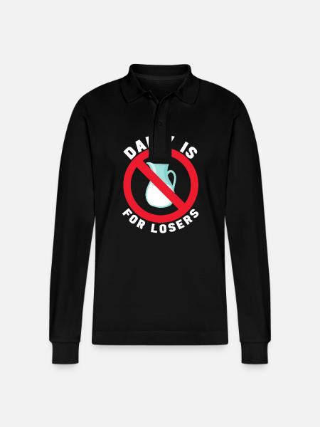 Lactose intolerance Lactose intolerant - Stanley/Stella Organic Unisex Long-Sleeved Polo Shirt Prepster - black