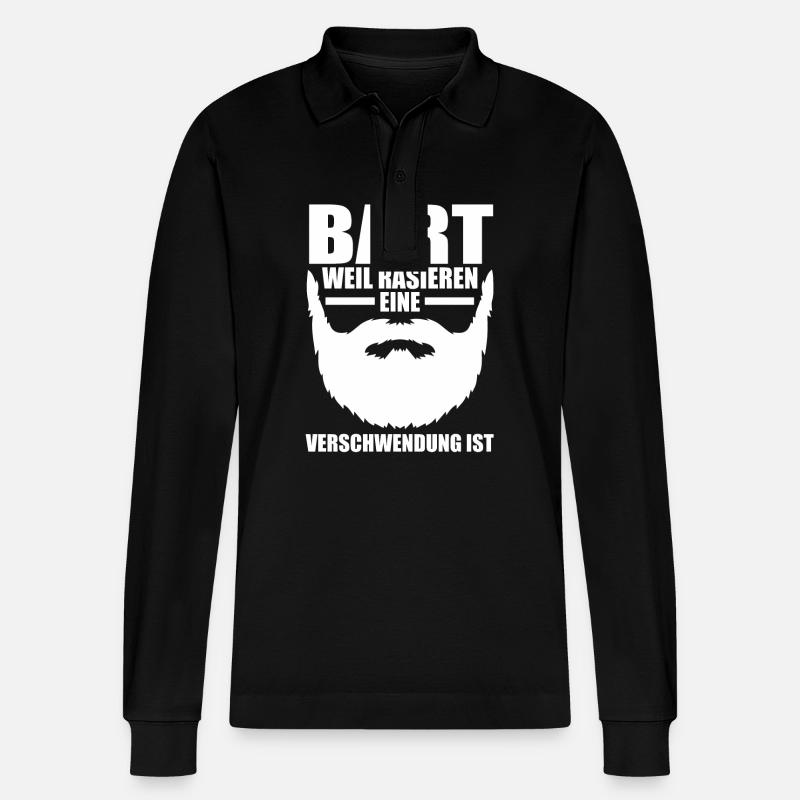 Bärtig Bartträger Bart - Stanley/Stella Unisex Bio-Langarm-Poloshirt Prepster - Schwarz