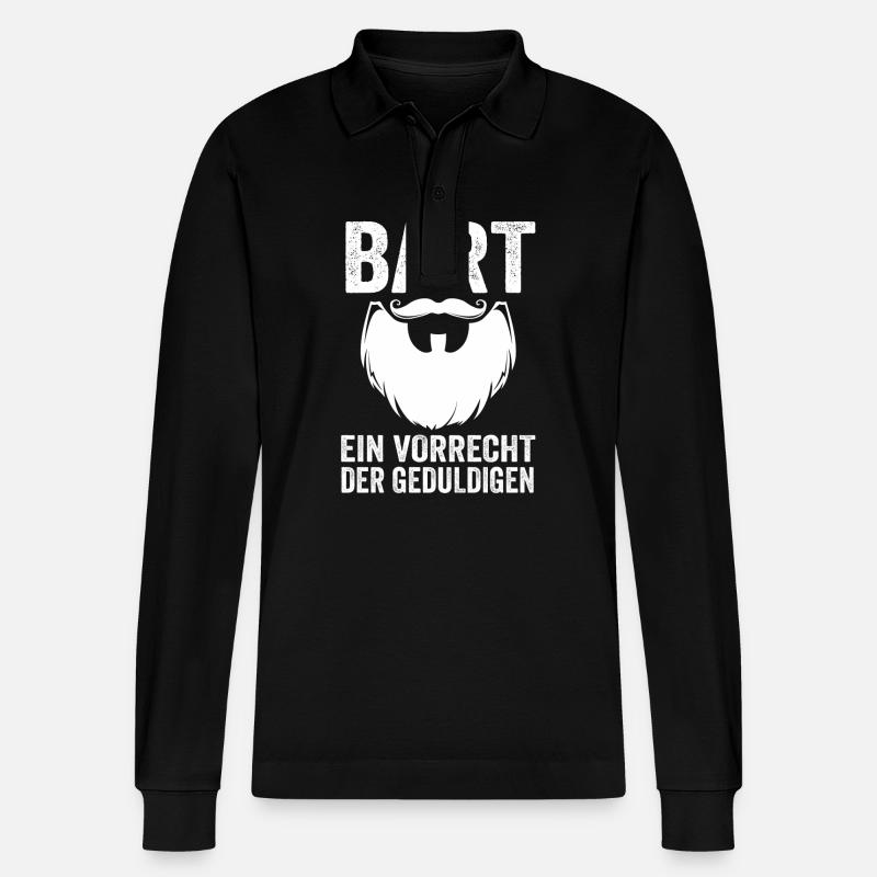 Bärtig Bartträger Bart - Stanley/Stella Unisex Bio-Langarm-Poloshirt Prepster - Schwarz