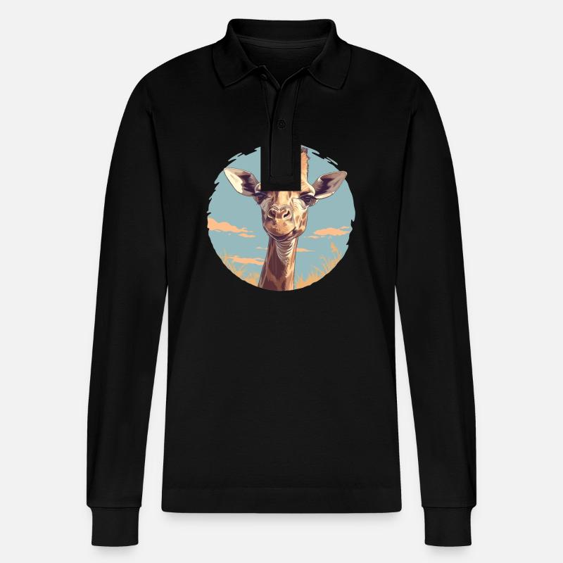 Giraffen Giraffe - Stanley/Stella Unisex Bio-Langarm-Poloshirt Prepster - Schwarz