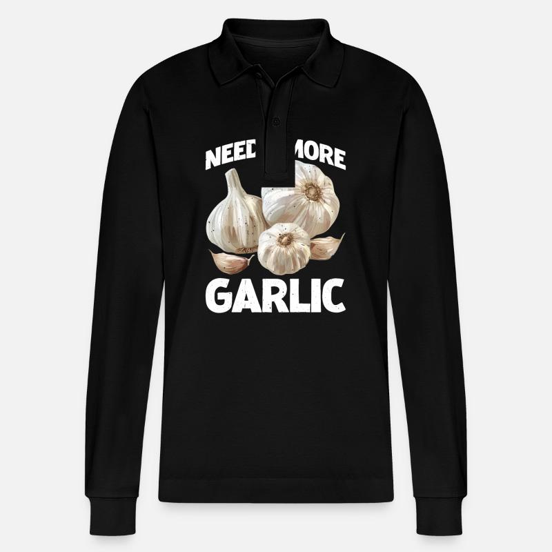 Needs More Garlic 2 - Stanley/Stella Unisex Bio-Langarm-Poloshirt Prepster - Schwarz