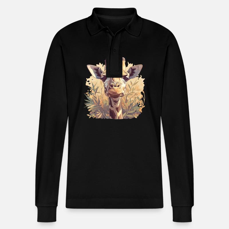Giraffen Giraffe - Stanley/Stella Unisex Bio-Langarm-Poloshirt Prepster - Schwarz