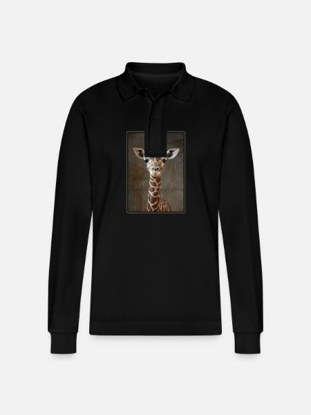 Giraffes Giraffe - Stanley/Stella Organic Unisex Long-Sleeved Polo Shirt Prepster - black