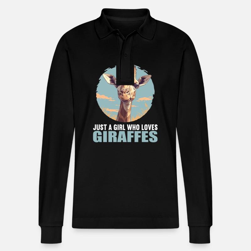 Giraffen Giraffe - Stanley/Stella Unisex Bio-Langarm-Poloshirt Prepster - Schwarz
