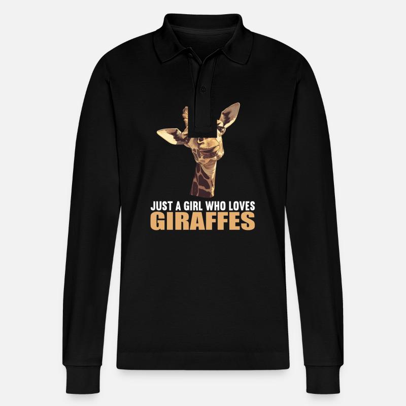 Giraffes Giraffe - Stanley/Stella Organic Unisex Long-Sleeved Polo Shirt Prepster - black