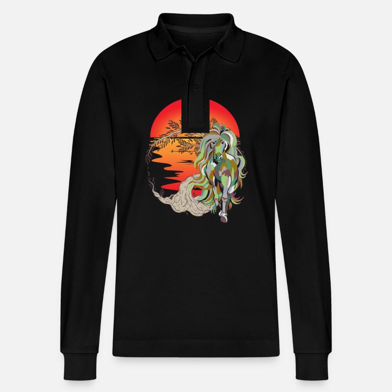 Wildpferd Wildpferde Pferd Pferde - Stanley/Stella Unisex Bio-Langarm-Poloshirt Prepster - Schwarz