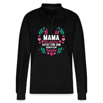 Stiefmutter Pflegemutter Ziehmutter Bonusmama - Stanley/Stella Unisex Bio-Langarm-Poloshirt Prepster - Schwarz - Vorne - Anna (173cm) & Nico (186cm)