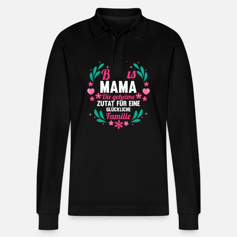 Stiefmutter Pflegemutter Ziehmutter Bonusmama - Stanley/Stella Unisex Bio-Langarm-Poloshirt Prepster - Schwarz