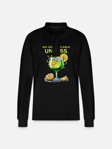 DRINK AT UNSEDUCABLE UNLESS - Stanley/Stella Organic Unisex Long-Sleeved Polo Shirt Prepster - black