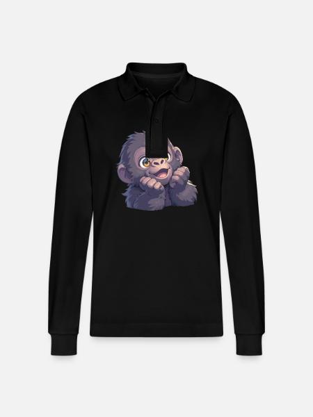 Gorillas Gorilla - Stanley/Stella Organic Unisex Long-Sleeved Polo Shirt Prepster - black