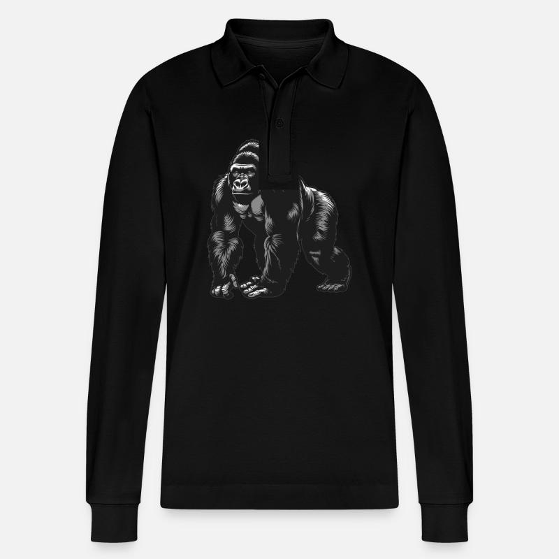 Gorillas Gorilla - Stanley/Stella Unisex Bio-Langarm-Poloshirt Prepster - Schwarz